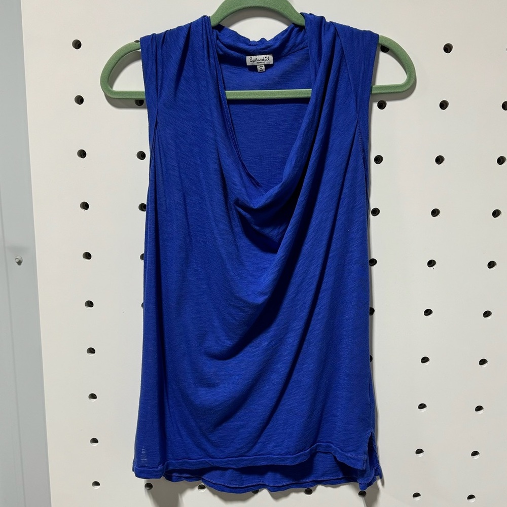 Splendid Women Blue Linen Blend Draped Tunic Lightweight Top Size S